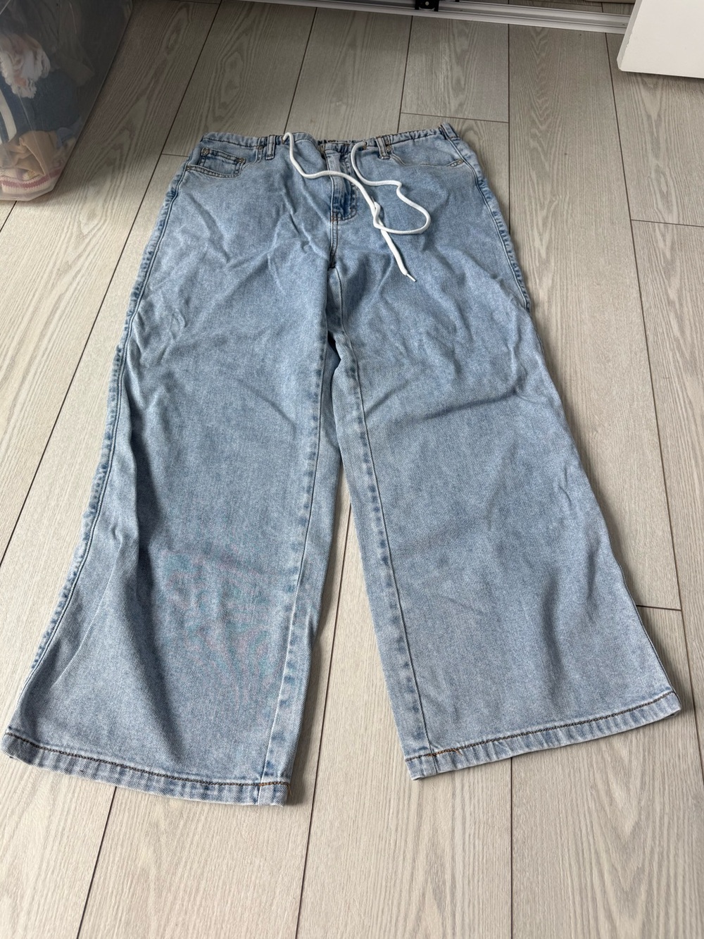 OAT New York 10/30 Cloud Luxe Denim super wide leg jeans blue casual baggy tie